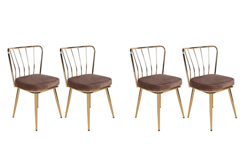 Set di 4 sedie da pranzo in velluto Yıldız-927 V4 Marrone