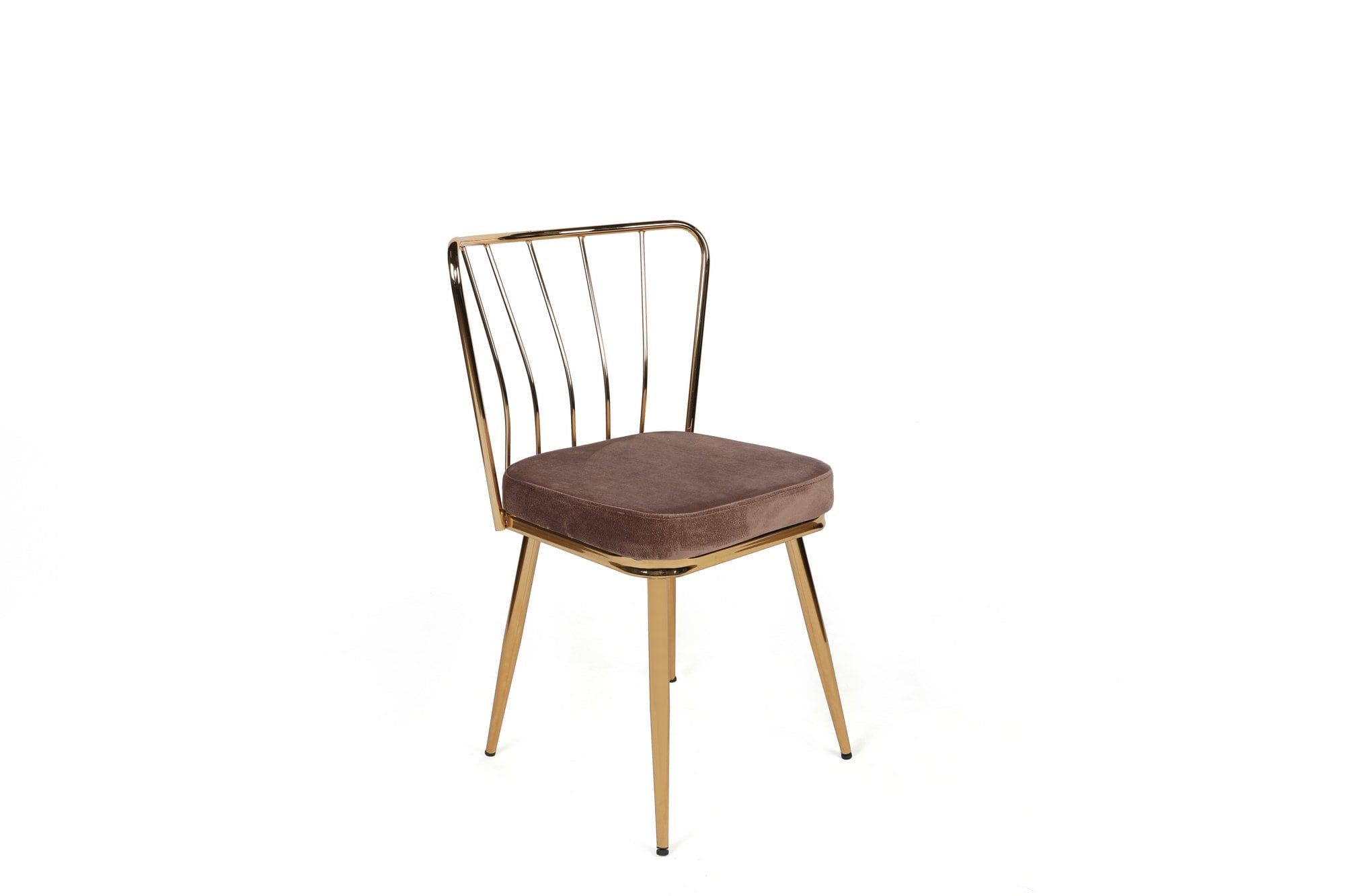 Set di 4 sedie da pranzo in velluto Yıldız-927 V4 Marrone (1)