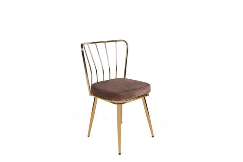 Set di 4 sedie da pranzo in velluto Yıldız-927 V4 Marrone (1)