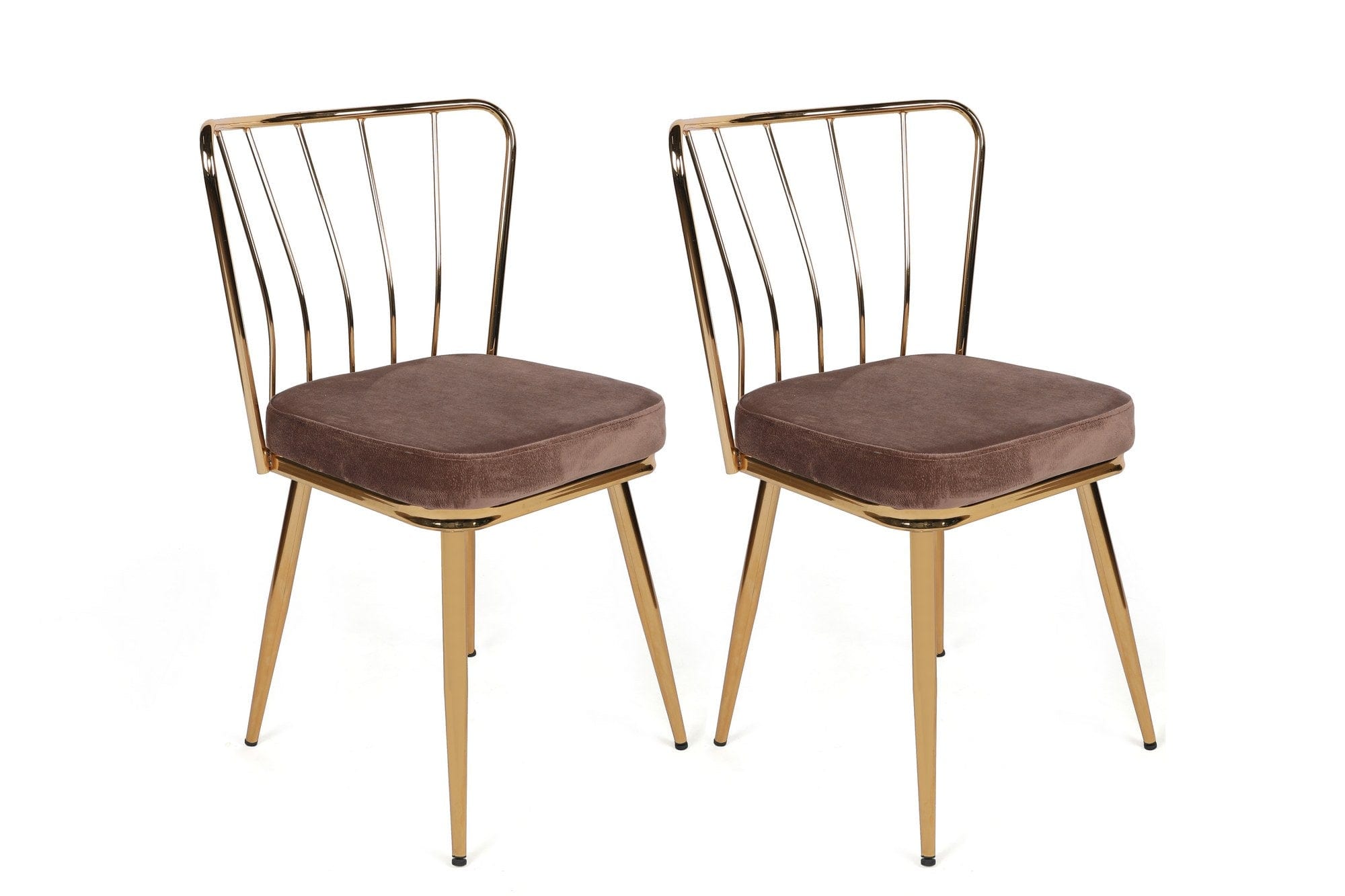 Set di 4 sedie da pranzo in velluto Yıldız-927 V4 Marrone (3)