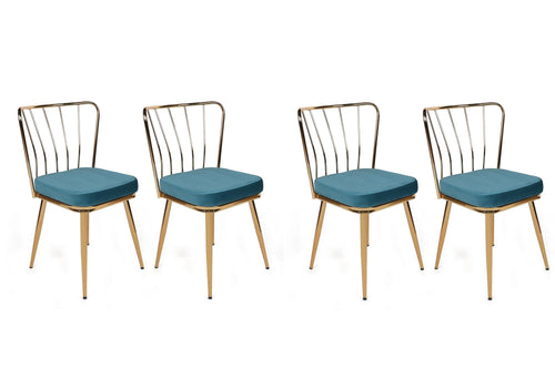 Set di 4 sedie da pranzo in velluto Yıldız-929 V4 Blu