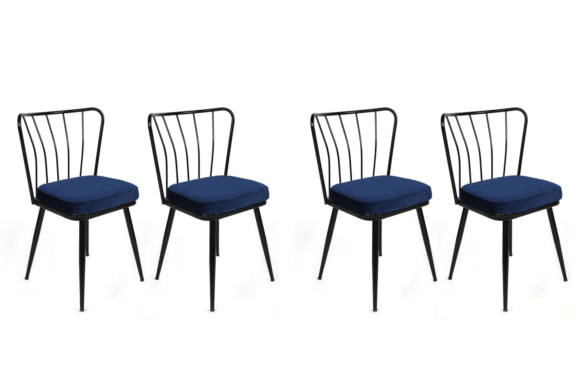 Set di 4 sedie da pranzo in velluto Yıldız-944 V4 Blu