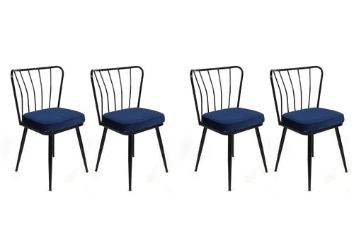 Set di 4 sedie da pranzo in velluto Yıldız-944 V4 Blu