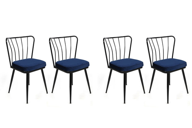 Set di 4 sedie da pranzo in velluto Yıldız-944 V4 Blu