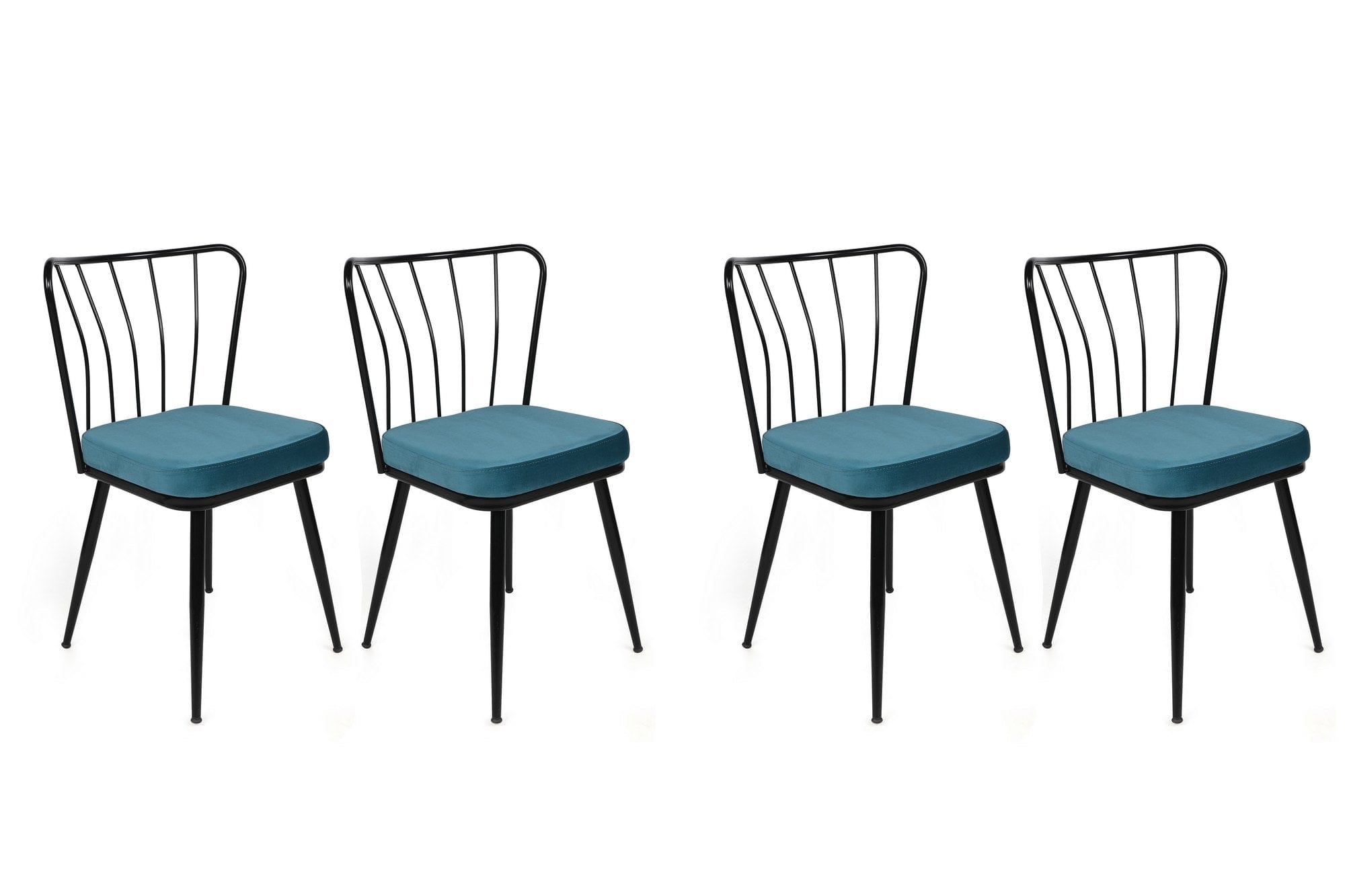 Set di 4 sedie da pranzo in velluto Yıldız-952 V4 Blu