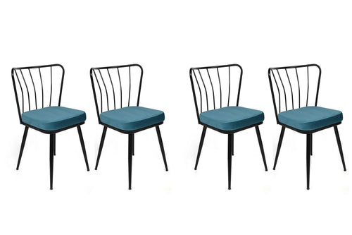 Set di 4 sedie da pranzo in velluto Yıldız-952 V4 Blu