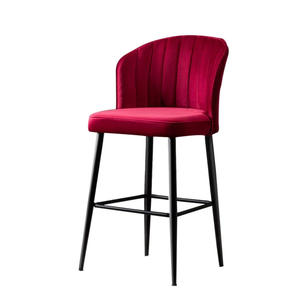 Set di 4 sgabelli da bar in velluto Rubi Bordeaux (2)