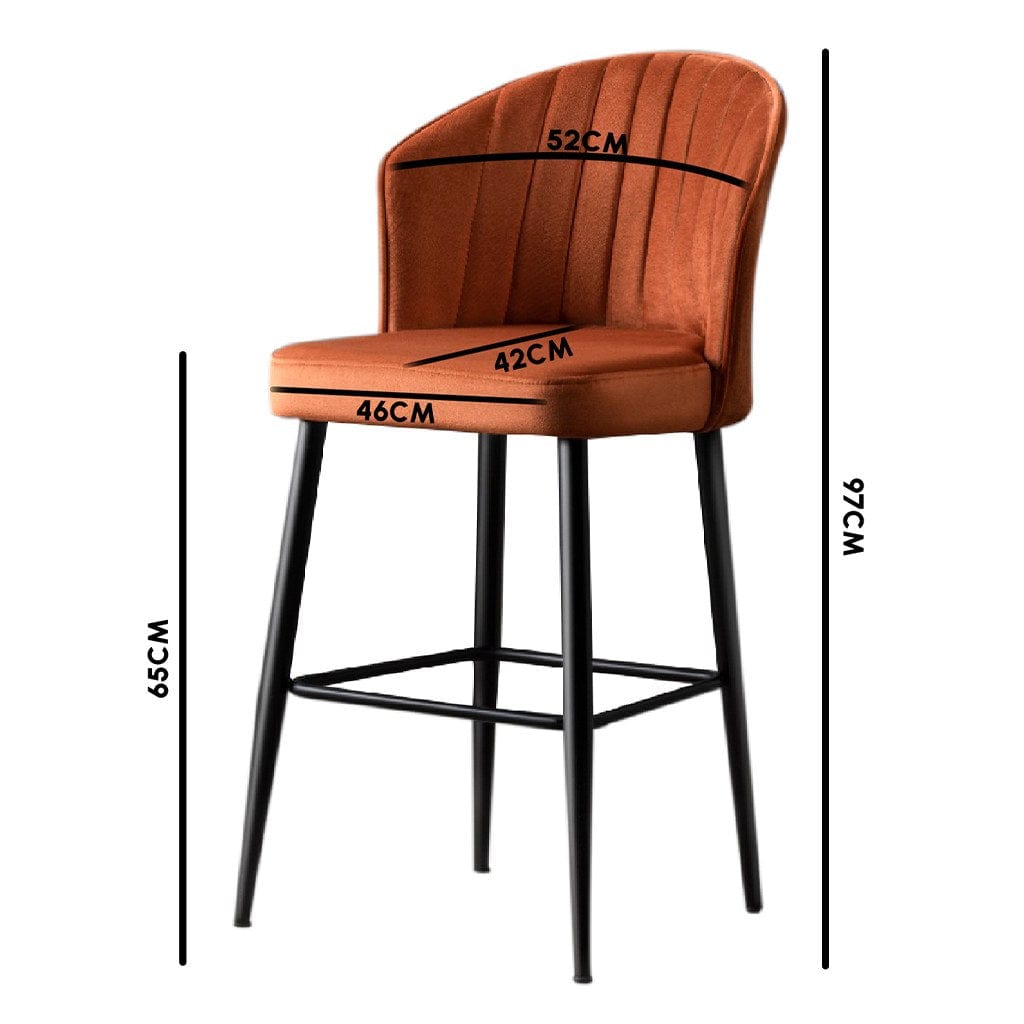 Set di 4 sgabelli da bar in velluto Rubi Crema (2)