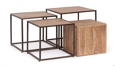 Bizzotto Set di 4 tavolini da caffè Janak Naturale