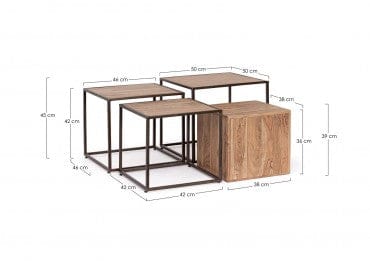 Bizzotto Set di 4 tavolini da caffè Janak Naturale