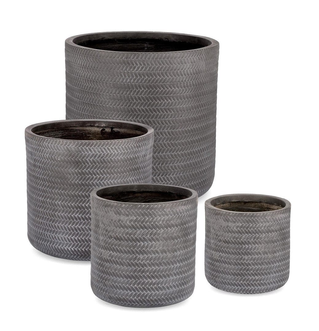 Set di 4 vasi da fiori Tressage Cyl Antracite