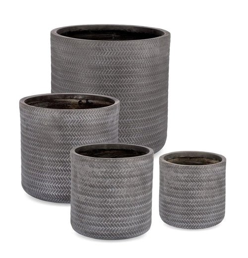 Set di 4 vasi da fiori Tressage Cyl Antracite
