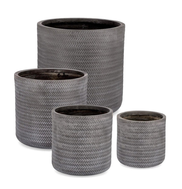 Set di 4 vasi da fiori Tressage Cyl Antracite