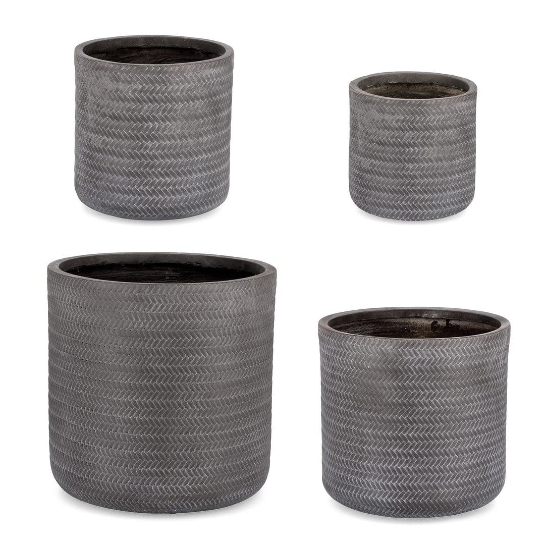 Set di 4 vasi da fiori Tressage Cyl Antracite (1)