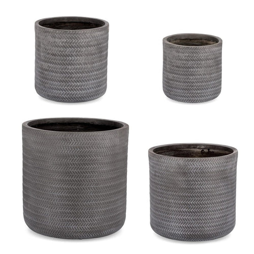 Set di 4 vasi da fiori Tressage Cyl Antracite (1)