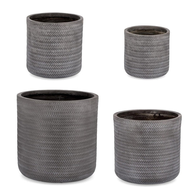 Set di 4 vasi da fiori Tressage Cyl Antracite (1)