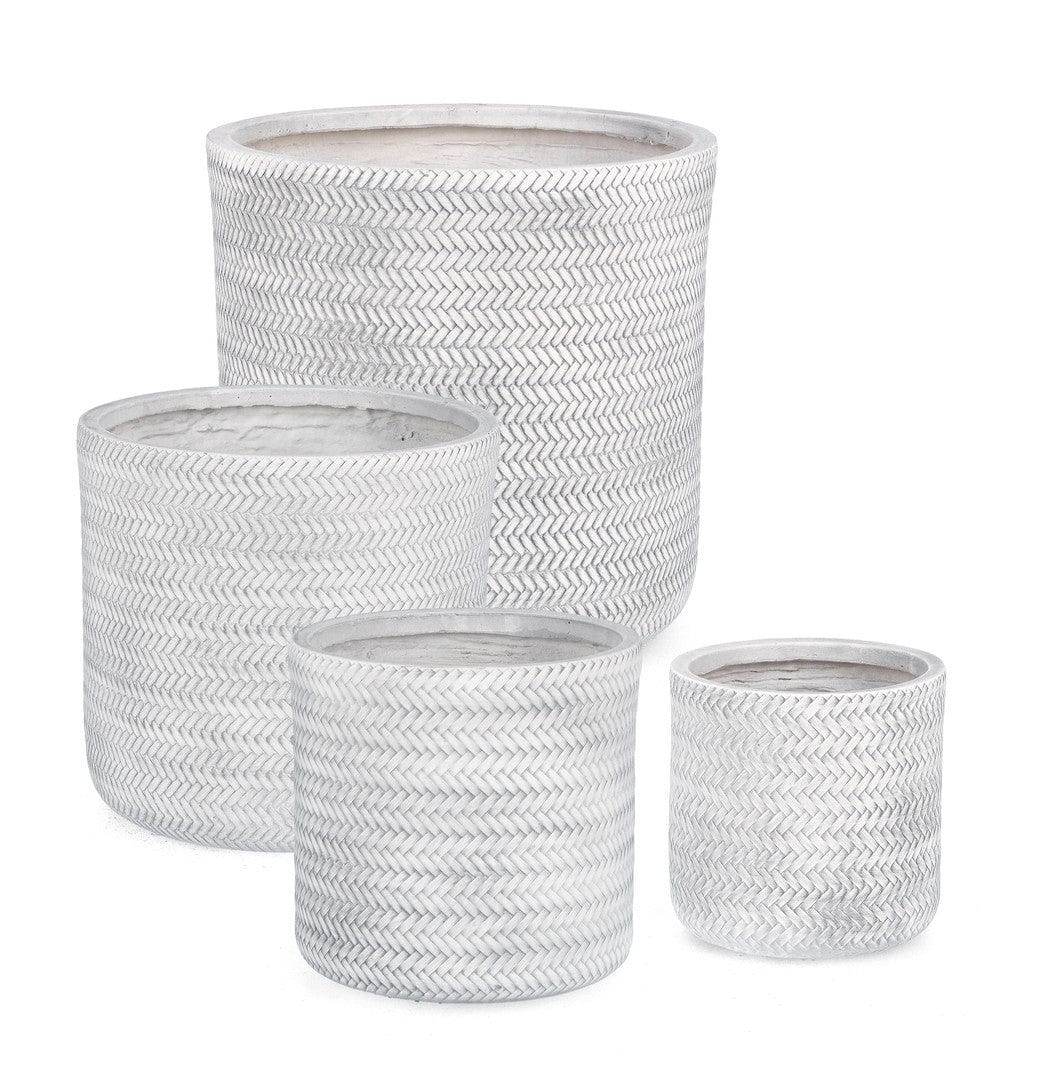 Set di 4 vasi da fiori Tressage Cyl Bianco