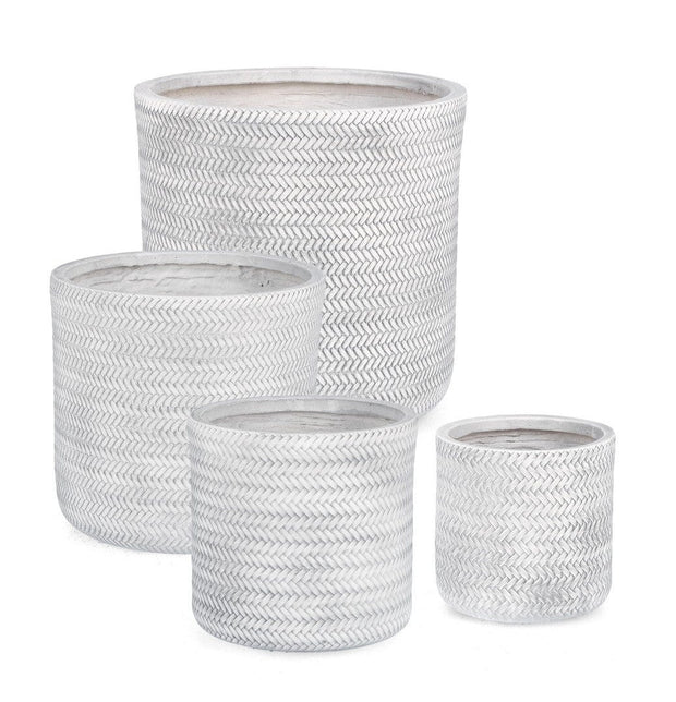 Set di 4 vasi da fiori Tressage Cyl Bianco
