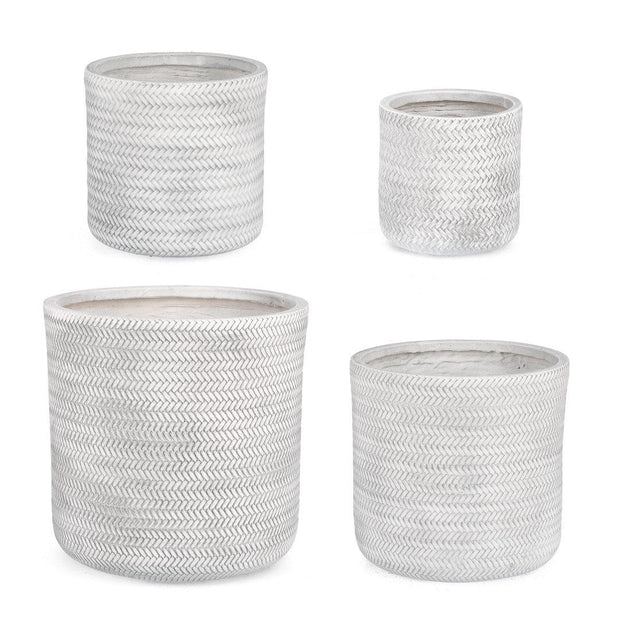 Set di 4 vasi da fiori Tressage Cyl Bianco (1)