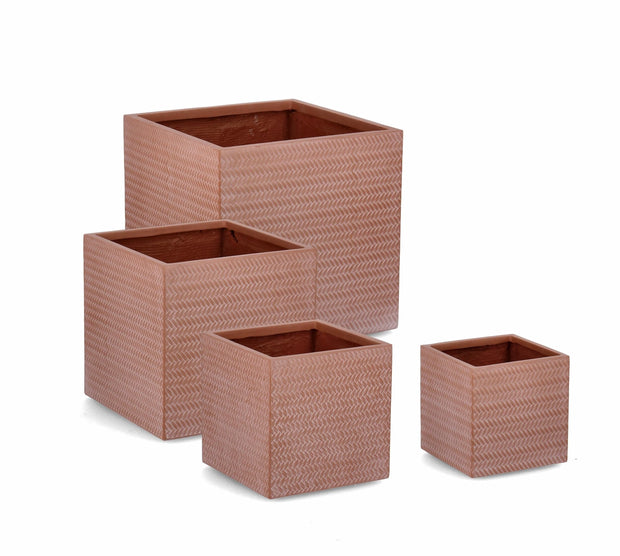 Set di 4 vasi da fiori Tressage Square Ruggine