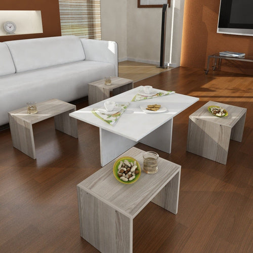 Set di 5 tavolini da caffè Chest Quercia