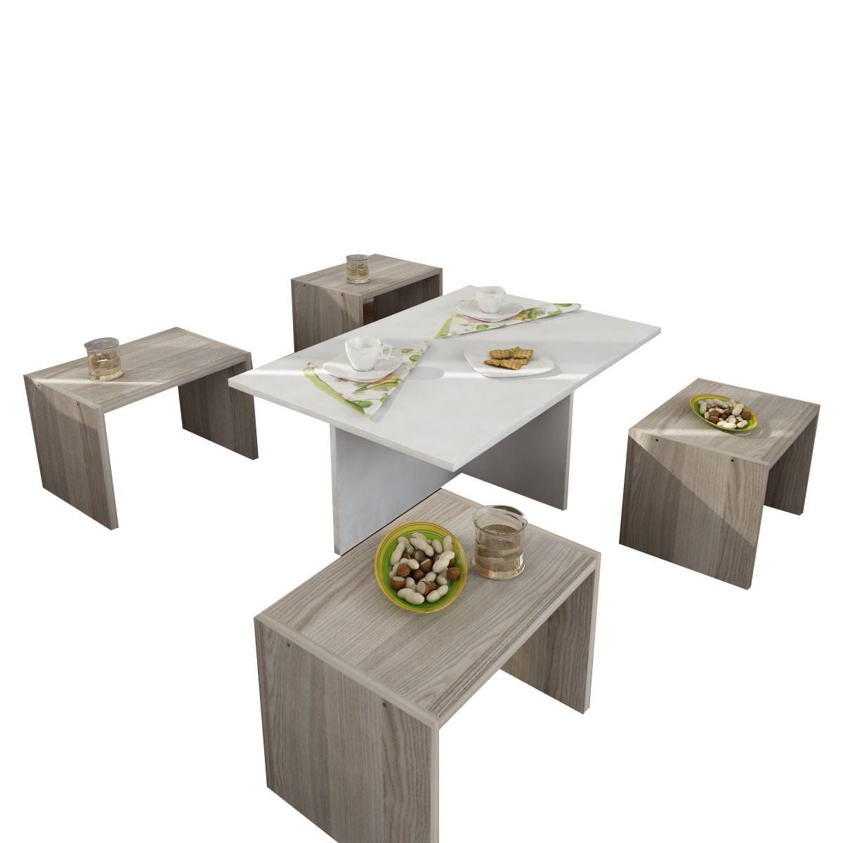 Set di 5 tavolini da caffè Chest Quercia (3)