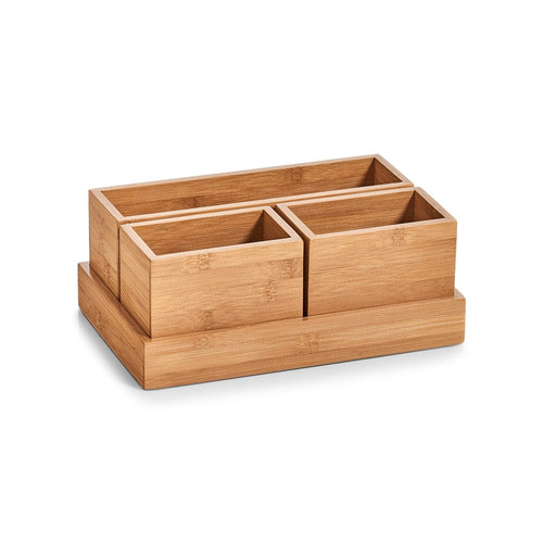 Set di accessori da scrivania, Bambù, 4 pezzi, L28xP17,7xH11 cm (1)