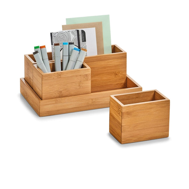 Set di accessori da scrivania, Bambù, 4 pezzi, L28xP17,7xH11 cm (2)