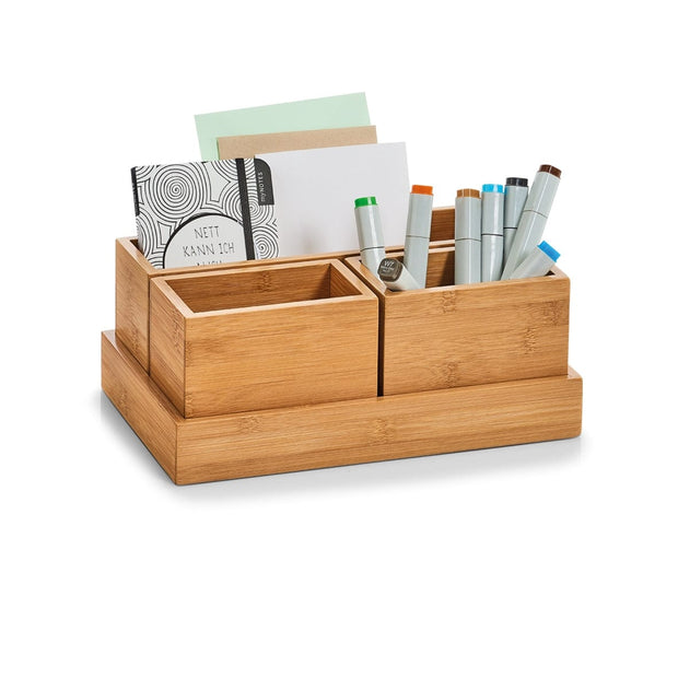 Set di accessori da scrivania, Bambù, 4 pezzi, L28xP17,7xH11 cm (3)