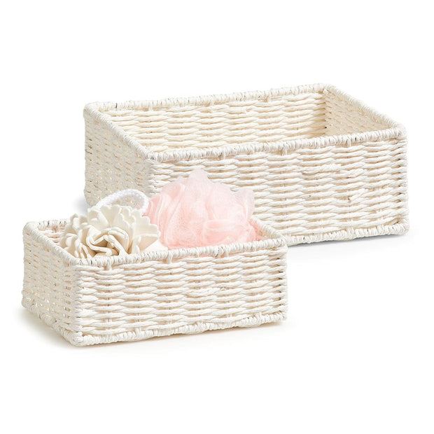 Set di cestini portaoggetti, 2 pezzi, Carta bianca