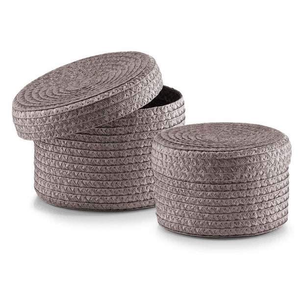 Set di contenitori con coperchio Rotondo, 2 pezzi, Plastica grigia