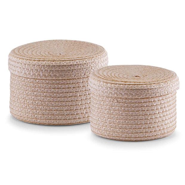 Set di contenitori con coperchio Rotondo, 2 pezzi, plastica naturale