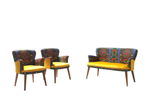 Set divano e 2 poltrone 4 posti in tessuto Etnik Multicolore (1)