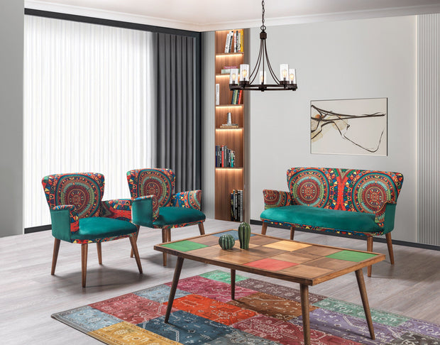 Set divano e 2 poltrone 4 posti in tessuto Hermes Multicolore (1)