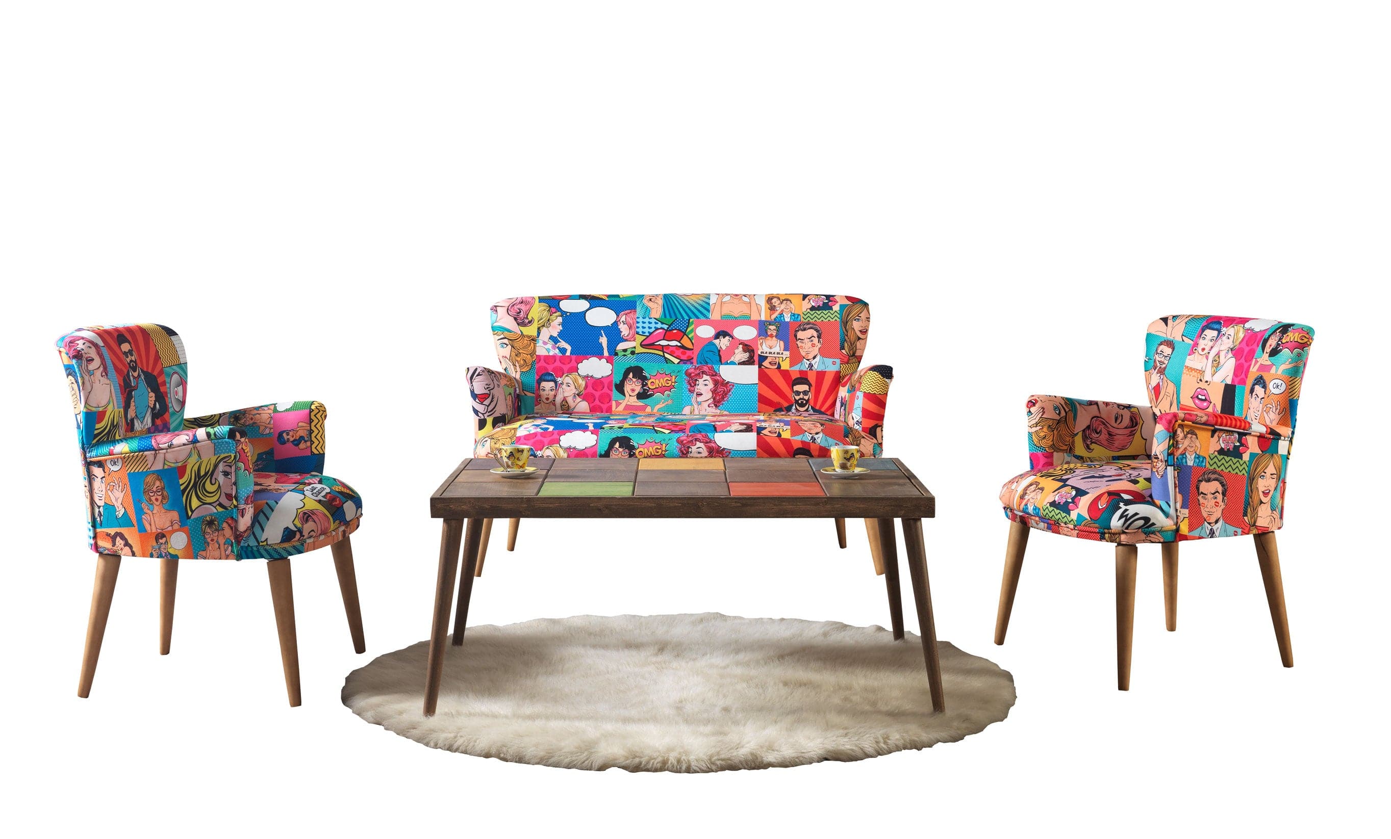 Set divano e 2 poltrone 4 posti in tessuto Morneo Multicolore (1)