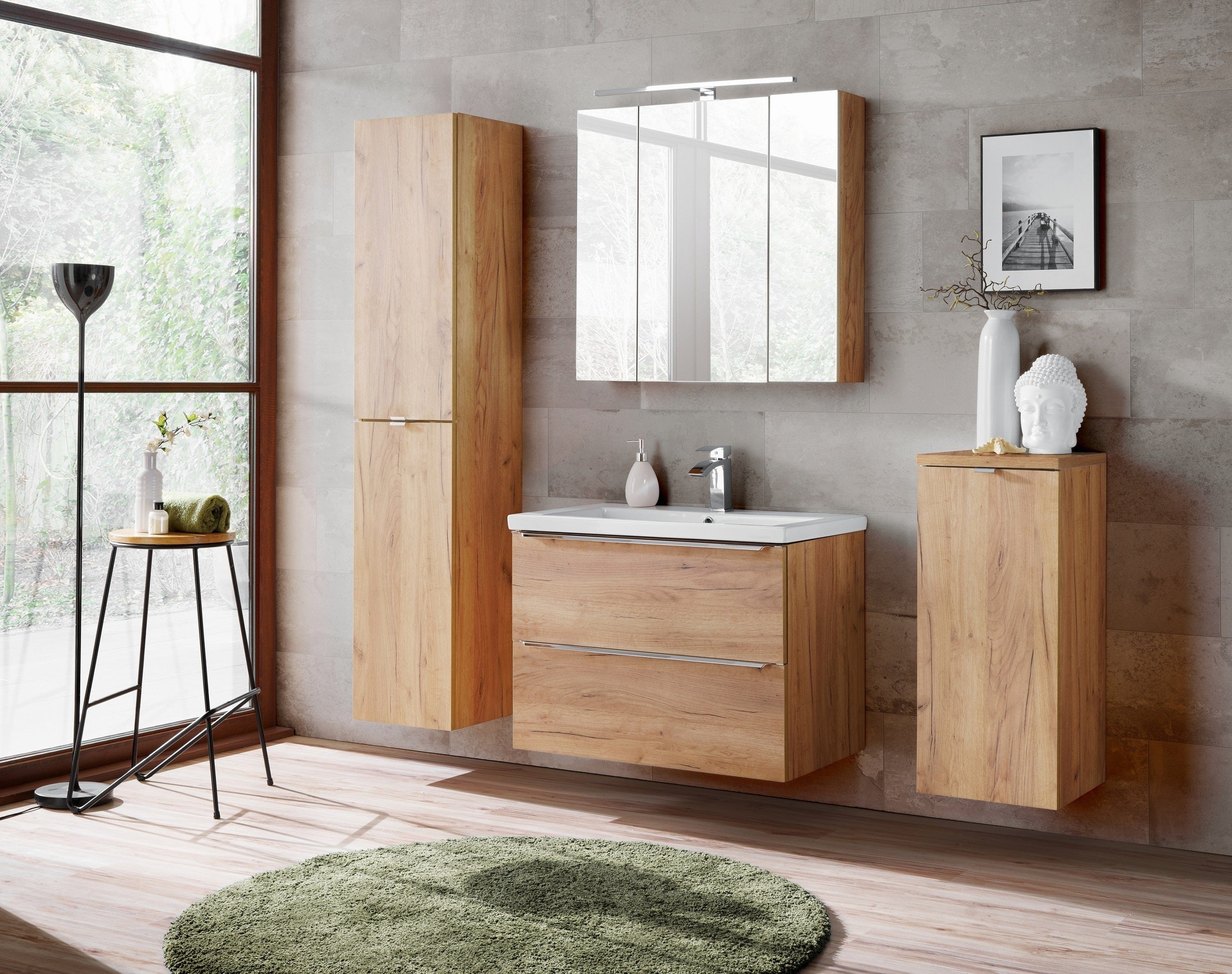 Set mobili da bagno Capri XL Quercia, 5 pezzi