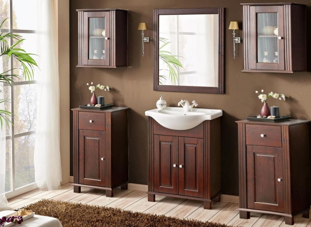 Set mobili da bagno Retro Wengè, 7 pezzi