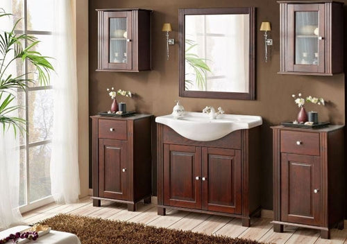 Set mobili da bagno Retro XL Wengè, 7 pezzi