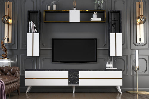 Set mobili soggiorno Albena Nero, 4 pezzi (1)