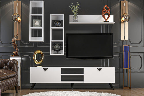 Set mobili soggiorno Alvin Bianco, 4 pezzi (1)
