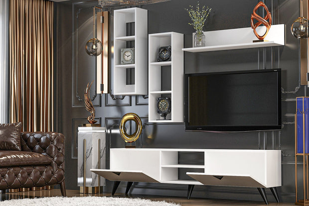 Set mobili soggiorno Alvin Bianco, 4 pezzi (2)