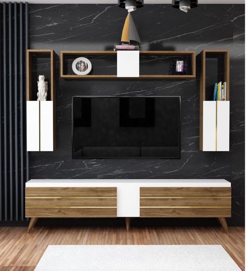 Set mobili soggiorno Assos Noce, 4 pezzi (1)