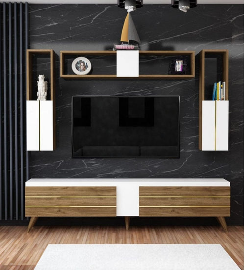 Set mobili soggiorno Assos Noce, 4 pezzi (1)
