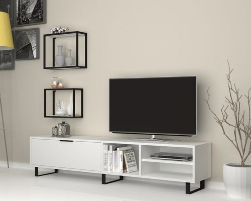 Set mobili soggiorno Denza Bianco, 3 pezzi