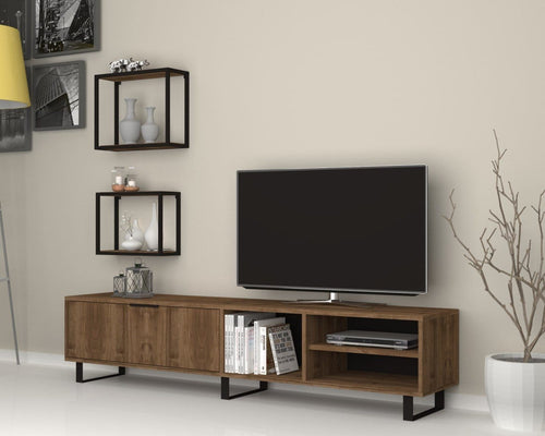 Set mobili soggiorno Denza Noce, 3 pezzi