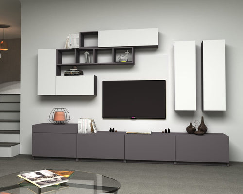 Set mobili soggiorno Domino Antracite, 4 pezzi (1)