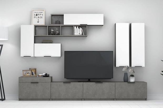 Set mobili soggiorno Domino Grigio, 4 pezzi