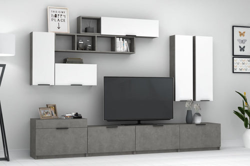 Set mobili soggiorno Domino Grigio, 4 pezzi (1)