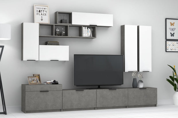 Set mobili soggiorno Domino Grigio, 4 pezzi (1)