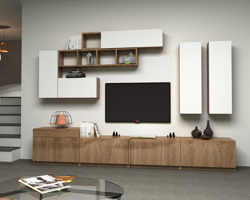 Set mobili soggiorno Domino Noce, 4 pezzi